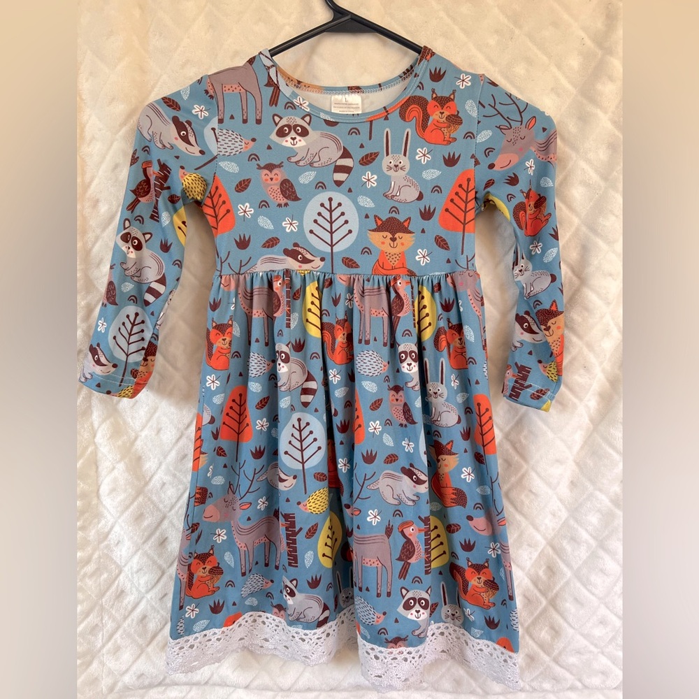 Like New Little Girls Fall Woodland Animals Dress